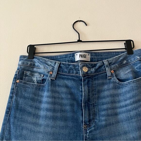 Paige High Rise Manhattan Bootcut Jeans in Spritz Distressed - Picture 4 of 8